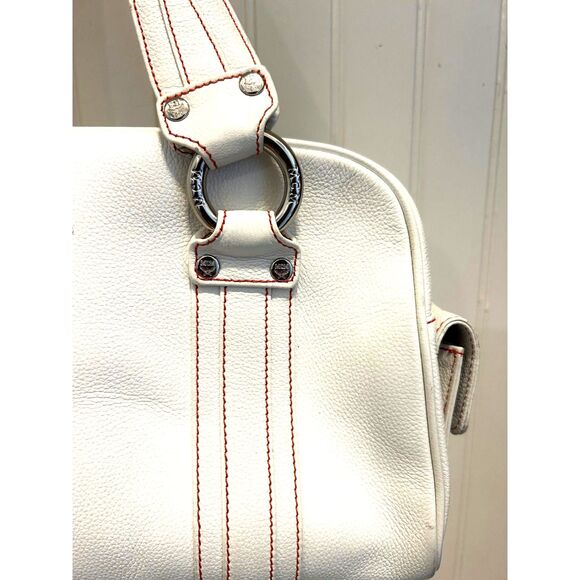 MCM White Leather Satchel with Silver Hardware and Red Stitching - FIRE!!! - Picture 12 of 12